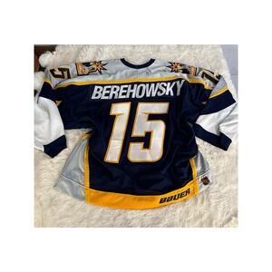VTG Bauer NHL Jersey Berehowsky 1998 Fight Strap Nashville Predator Size 54